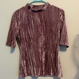 Pilcro Velvet Short Sleeve Top in Rich Mauve